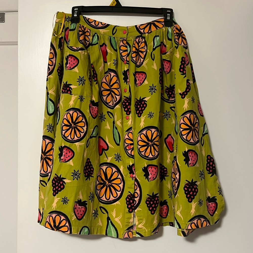 Colorful Lindy bop swing style skirt vintage midi skirt with fruit